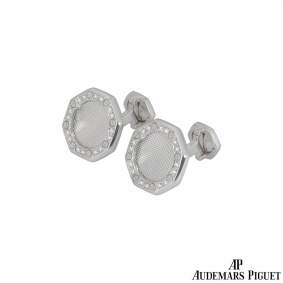 Audemars Piguet White Gold Diamond Royal Oak Cufflinks
